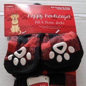 Happy Howlidays Pet & Owner Socks - L